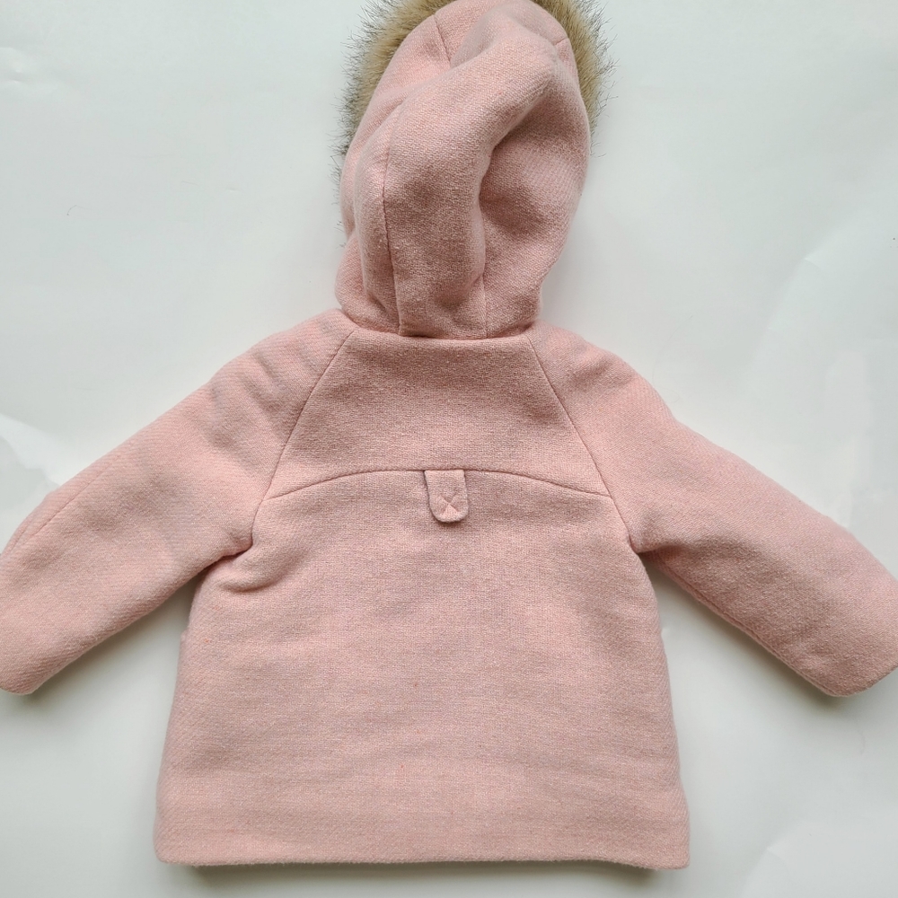 Zara Pink Fur Hood Coat - Picture 3 of 4